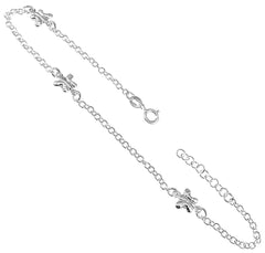 Sterling Silver Rolo With Butterfly Anklet