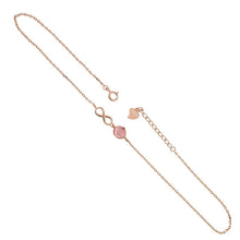 Load image into Gallery viewer, Sterling Silver Infinity With 5mm Pink Cabochon Rose Gold Plated Anklet