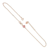 Sterling Silver Infinity With 5mm Pink Cabochon Rose Gold Plated Anklet