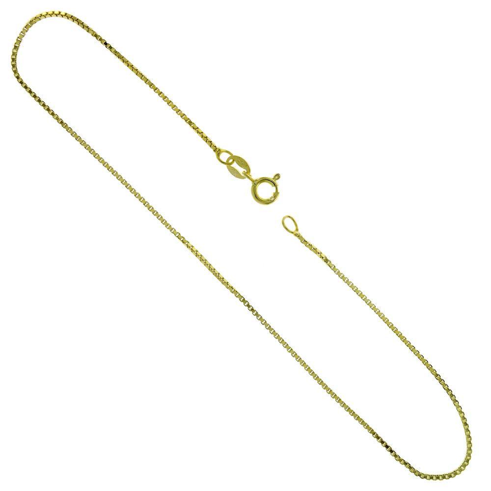Sterling Silver Gold Plated D/C Box Chain Anklet - silverdepot
