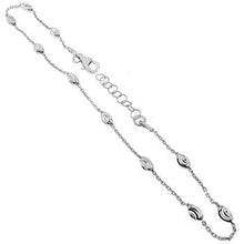 Load image into Gallery viewer, Italian Sterling Silver Station Oval Moon-Cut Bead Rhodium Anklet
