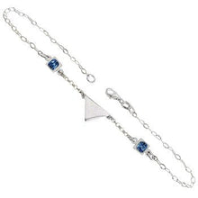 Load image into Gallery viewer, Sterling Silver Austria Crystal Aquamarine-Flat Rolo D/C Anklet