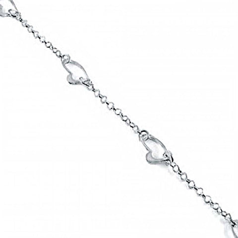 Italian Sterling Silver Floating Heart Anklet with Lobster Clasp ClosureAnd Anklet Dimension of 3MMx228.6MM