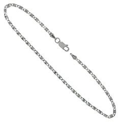 Sterling Silver Italian 2.4mm Diamond Cut Valentin Anklet