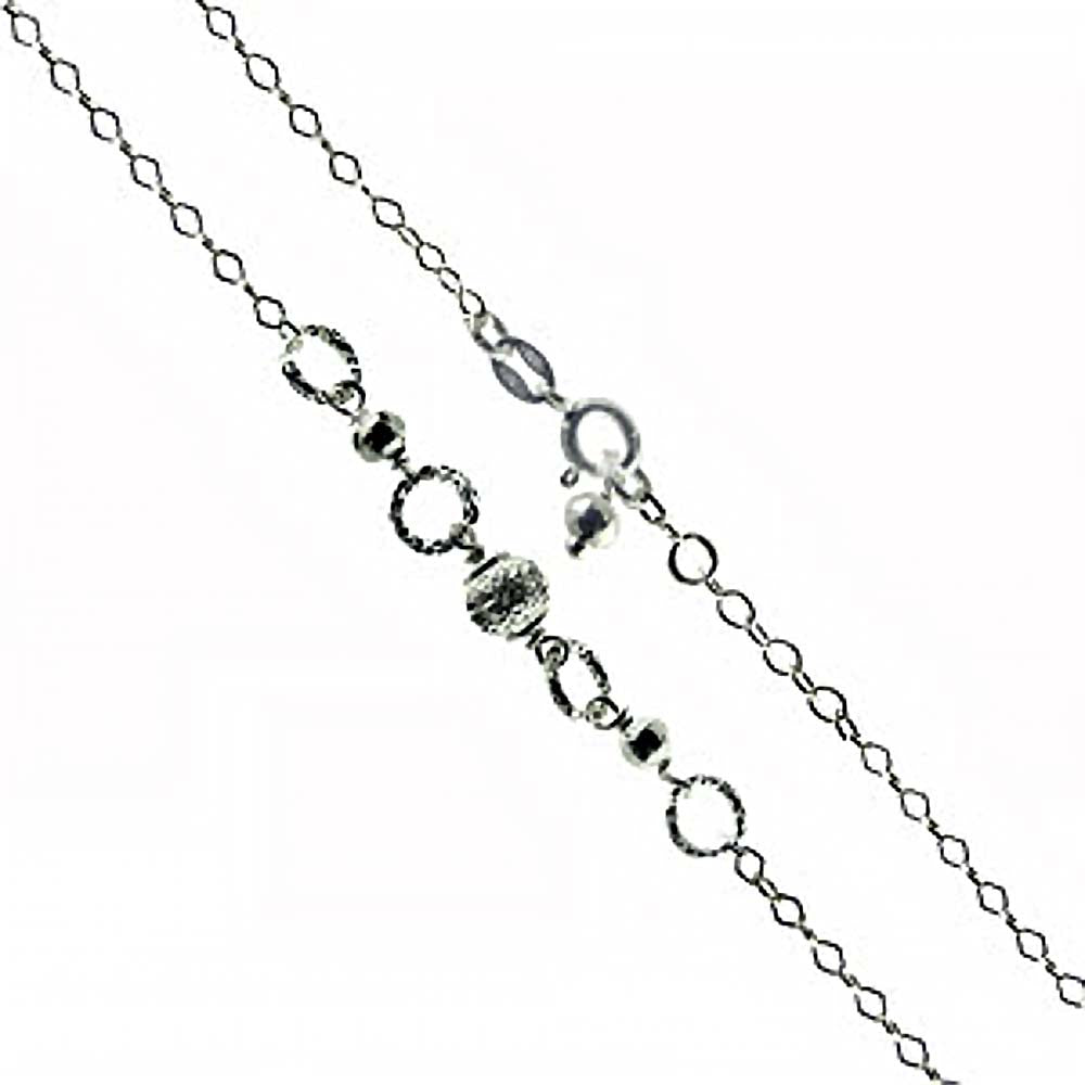 Italian Sterling Silver Fancy Rolo Chain Anklet with Springring Clasp ClosureAnd Anklet Width of 2.5MM and Adjustable Length of 254MM to 279.4MM