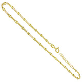 Sterling Silver Gold Plated Fancy Curb Anklet Length-9+1inch, Width-3mm