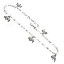 Load image into Gallery viewer, Italian Sterling Silver 5 Elephants Charms AnkletAnd Weight 6.6 gramAnd Length 11 inch