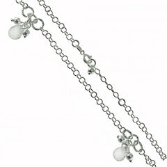 Italian Sterling Silver Rolo Chain Anklet with Charms and Springring Clasp ClosureAnd Anklet Width of 3MM and Adjustable Length of 254MM to 278.4MM