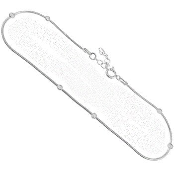 Sterling Silver Round Snake-Bead Anklet