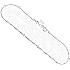 Sterling Silver Round Snake-Bead Anklet