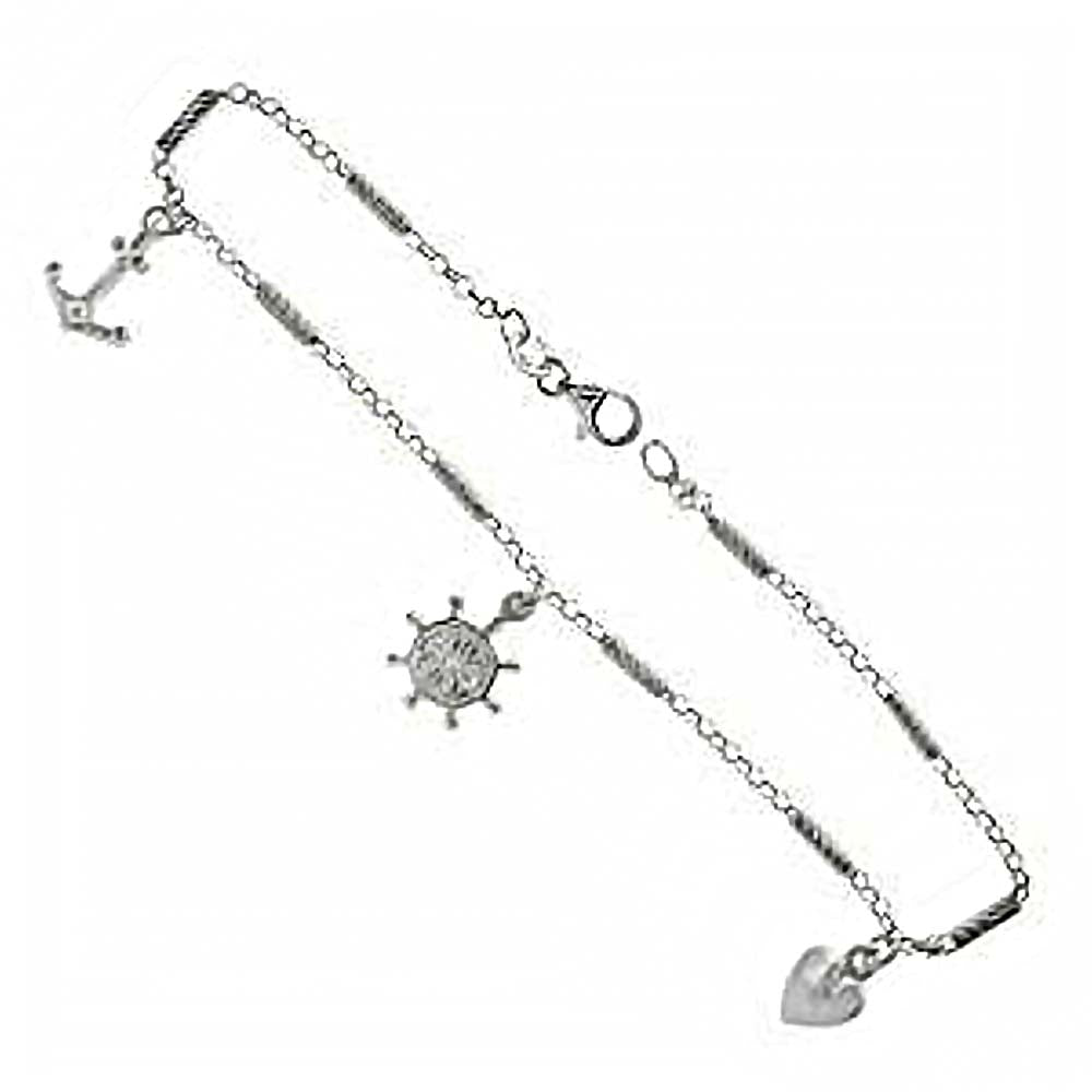 Italian Sterling Silver Fancy Chain With Dangle Charms Anklet And Weight 4.5 gram