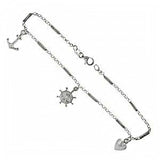 Italian Sterling Silver Fancy Chain With Dangle Charms Anklet And Weight 4.5 gram