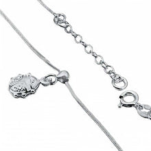 Load image into Gallery viewer, Italian Sterling Silver 1MM Snake Chain Anklet with Movable Lady Bug and Springring Clasp ClosureAnd Anklet Width of 1MM and Adjustable Length of 228.6MM to 254MM