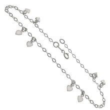 Load image into Gallery viewer, Italian Sterling Silver Fancy Flat Rolo With Dangling Heart AnkletAnd Anklet Length of 10  and Spring Ring Clasp