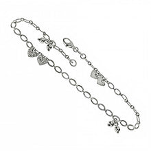 Load image into Gallery viewer, Sterling Silver Rolo Hearts and Beads AnkletAnd Length 10 inch