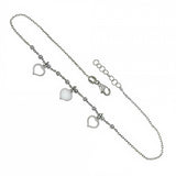 Italian Sterling Silver Heart Charms with Rolo Diamond Cut Beads AnkletAnd Length 10 inch