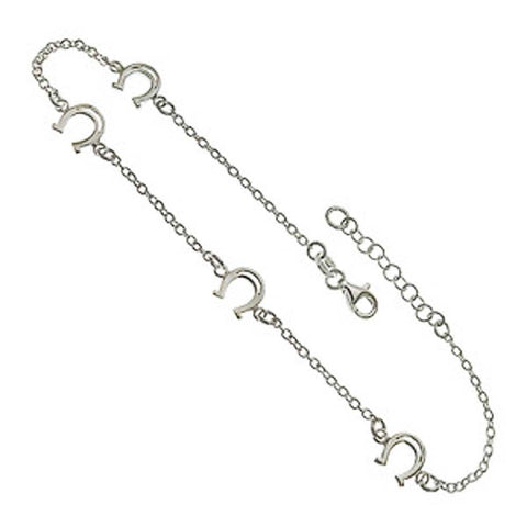 Italian Sterling Silver Horseshoes AnkletAnd Length 10 inch