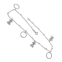 Load image into Gallery viewer, Italian Sterling Silver Circle and Teddy Bear Charm AnkletAnd Length 10 inch