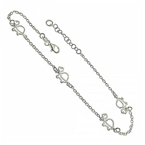 Italian Sterling Silver Turtles AnkletAnd Length 10 inch