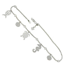Load image into Gallery viewer, Sterling Silver Stylish Sea Charms Anklet with Anklet Length of 10  with Lobster Claw Clasp