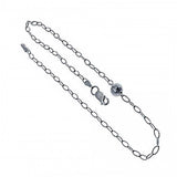 Fashionable Sterling Silver Rolo Anklet with Bead and Anklet Length of 10 And Lobster Claw Clasp