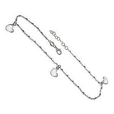 Italian Sterling Silver Fancy Chain With Polish Heart AnkletAnd Length 10 inch