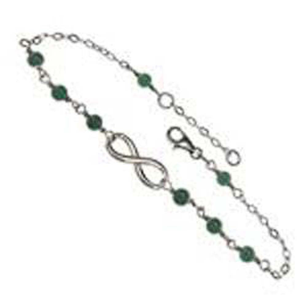 Sterling Silver Infinity With Turquoise Bead Rhodium Anklet