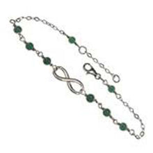 Load image into Gallery viewer, Sterling Silver Infinity With Turquoise Bead Rhodium Anklet