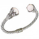 Sterling Silver Mother Pearl Bangle with a Bangle Adjustable Diameter from 114.3MM to 117.48MM