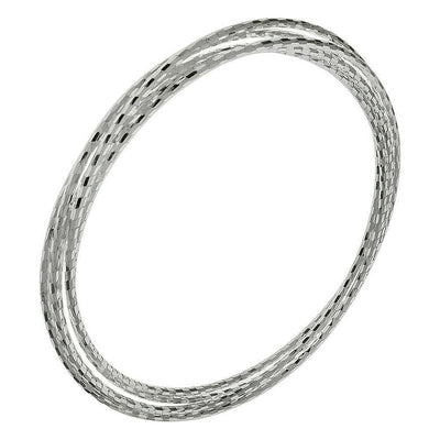 Italian Sterling Silver Five Stacking Diamond Cut Bangle