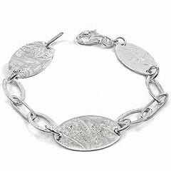 Italian Sterling Silver 3 Oval Bracelet with Bracelet Dimension of 14MMx177.8MM