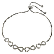 Load image into Gallery viewer, Sterling Silver Box Chain With Infinity CZ Adjustable Bracelet