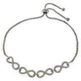 Sterling Silver Box Chain With Infinity CZ Adjustable Bracelet