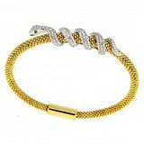 Italian Sterling Silver Rhodium Gold Plated Bracelet with Micro Pave Snake CzAnd Bracelet Dimension of 8MMx177.8MM