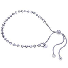 Load image into Gallery viewer, Italian Sterling Silver Adjustable Bead Bracelet with Bracelet Adjustable Length up to 203.2MM  and Bracelet Width of 3MM