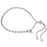 Italian Sterling Silver Adjustable Bead Bracelet with Bracelet Adjustable Length up to 203.2MM  and Bracelet Width of 3MM