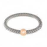 Sterling Silver Rhodium Plated Rose Gold Ball Stretchable Bracelet with Bracelet Width of 6.5MMAnd Ball Diameter of 12MM