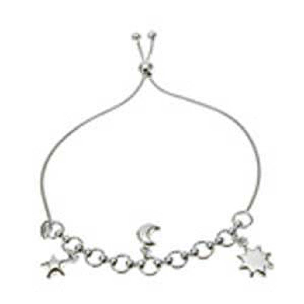 Italian Sterling Silver Snake Chain Adjustable charms Bracelet