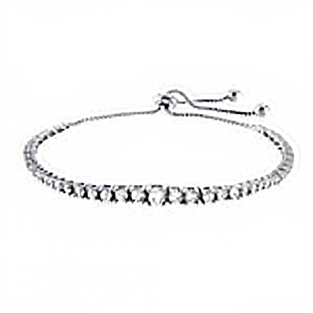 Sterling Silver CZ Tennis Adjustable Bracelet And Width 3.8 mm