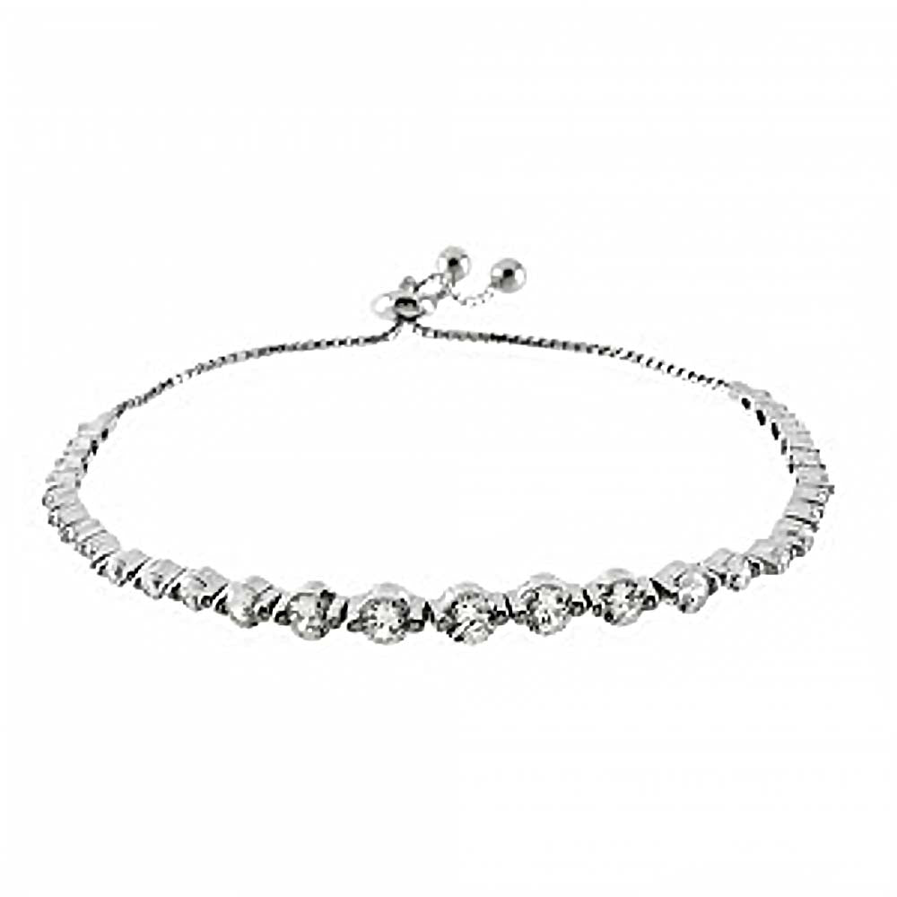 Sterling Silver CZ Tennis Adjustable BraceletAnd Width 4.2 mm