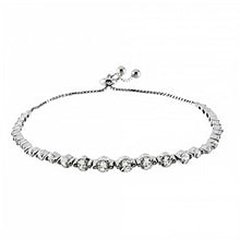 Load image into Gallery viewer, Sterling Silver CZ Tennis Adjustable BraceletAnd Width 4.2 mm