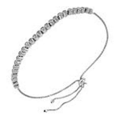 Sterling Silver Rhodium Box Chain with 2.5 MM Bezel Setting CZ Adjustable Bracelet