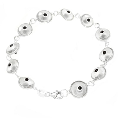 Sterling Silver 10mm Transparent Evil Eye Bracelet