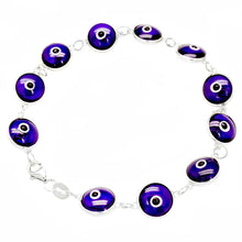 Load image into Gallery viewer, Sterling Silver 10mm Transparent Nany Blue Evil Eye Bracelet