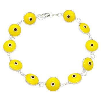 Sterling Silver Yellow Evil Eye Bracelet