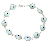Sterling Silver Light Blue Evil Eye Bracelet