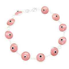 Sterling Silver Pink Evil Eye Bracelet