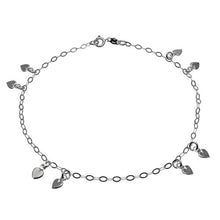 Load image into Gallery viewer, Italian Sterling Silver Fancy Flat Rolo Bracelet with Small Dangling HeartsAnd Bracelet Length of 7.5 And Plus Extension of 1  and Spring Ring Clasp