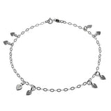 Italian Sterling Silver Fancy Flat Rolo Bracelet with Small Dangling HeartsAnd Bracelet Length of 7.5 And Plus Extension of 1  and Spring Ring Clasp
