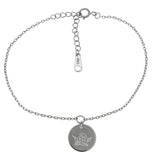 Sterling Silver Double Sided LOVE ANGEL Medal Rhodium Bracelet